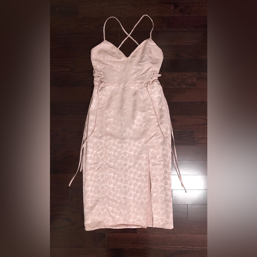 Topshop | Botanical jacquard lace-up cami midi dress (US 6/UK 10)